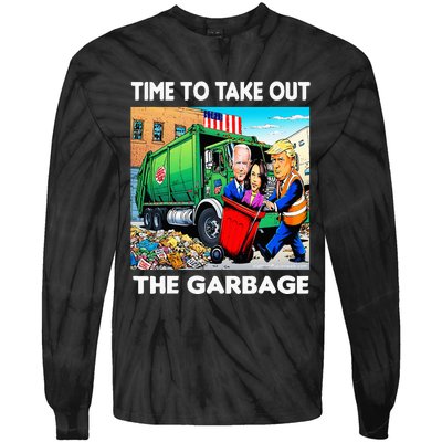 Funny Garbage For Trump 2024 Time To Take Out The Garbage Tie-Dye Long Sleeve Shirt