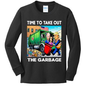 Funny Garbage For Trump 2024 Time To Take Out The Garbage Kids Long Sleeve Shirt