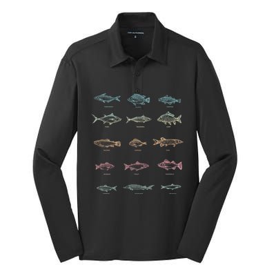 Fishing Gift Fish Fisher Hobby Lake Fishing Gift Silk Touch Performance Long Sleeve Polo