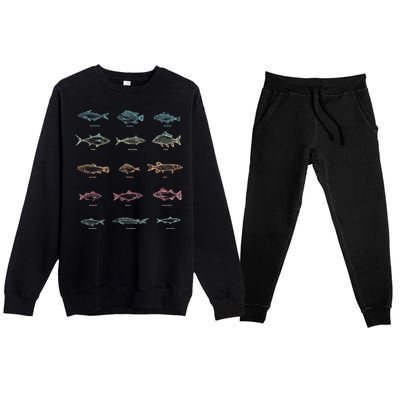 Fishing Gift Fish Fisher Hobby Lake Fishing Gift Premium Crewneck Sweatsuit Set