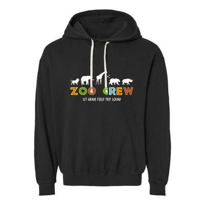First Grade Field Trip Squad Zoo Crew Wild Animal Safari Garment-Dyed Fleece Hoodie