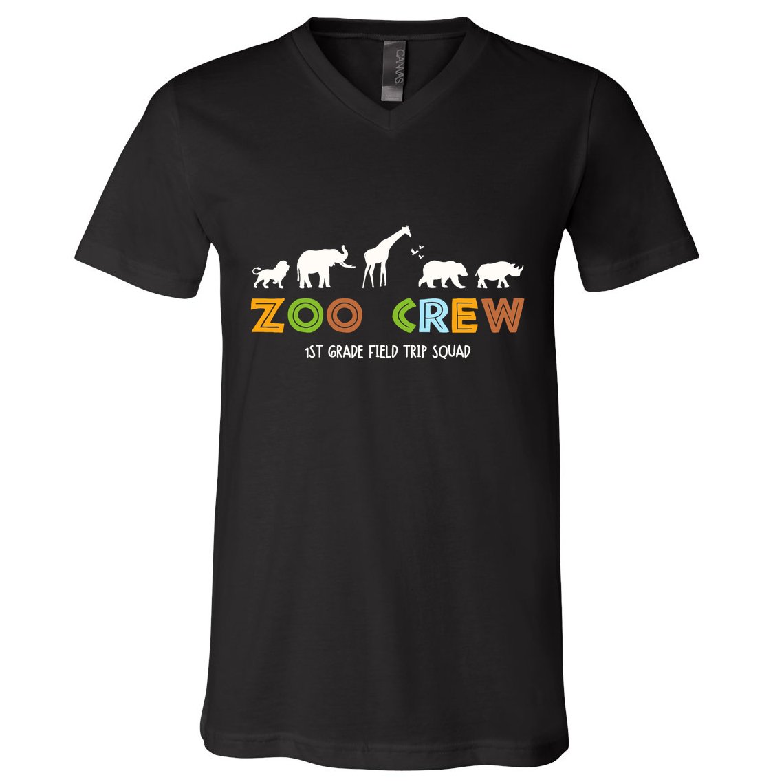 First Grade Field Trip Squad Zoo Crew Wild Animal Safari V-Neck T-Shirt