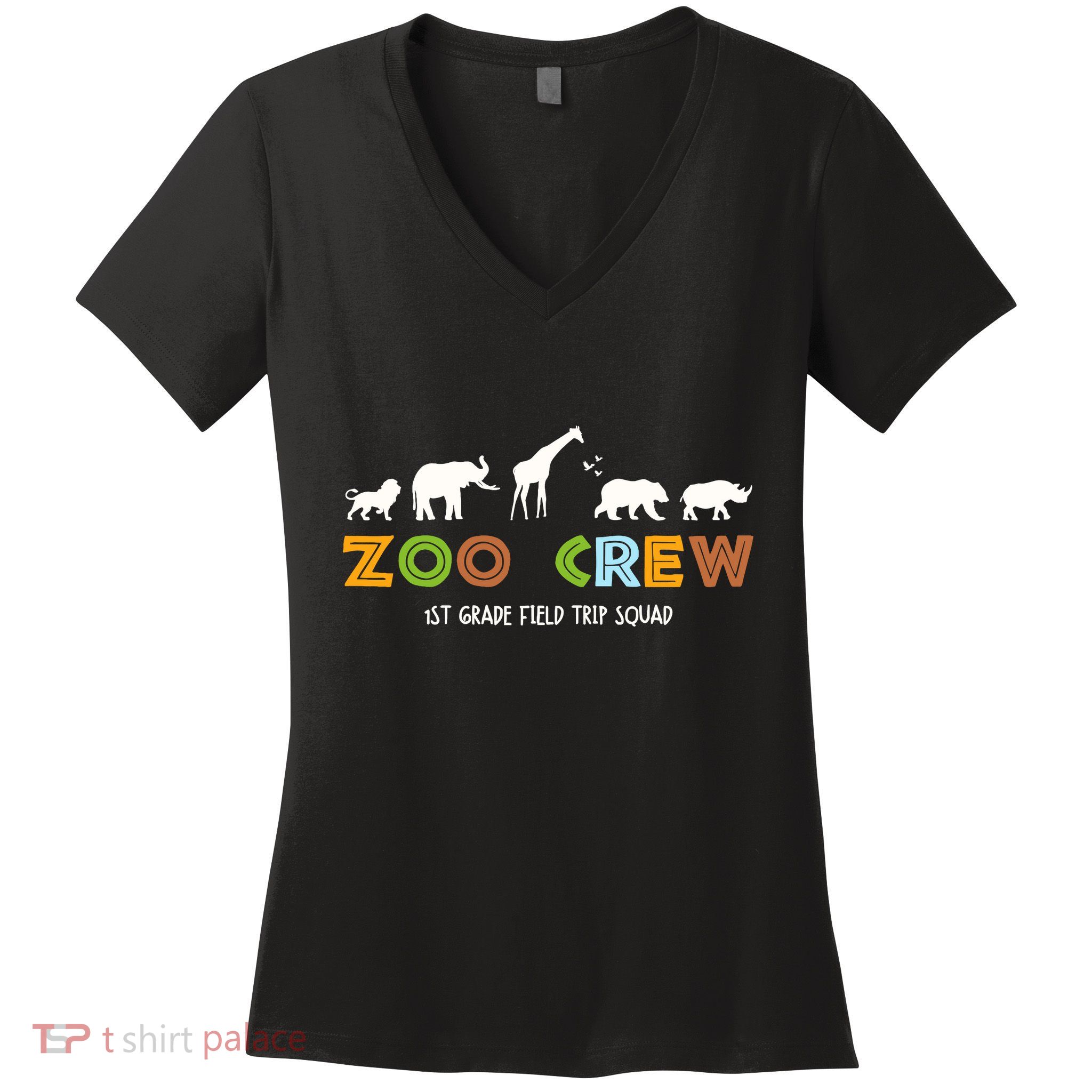 First Grade Field Trip Squad Zoo Crew Wild Animal Safari Women's V-Neck T-Shirt