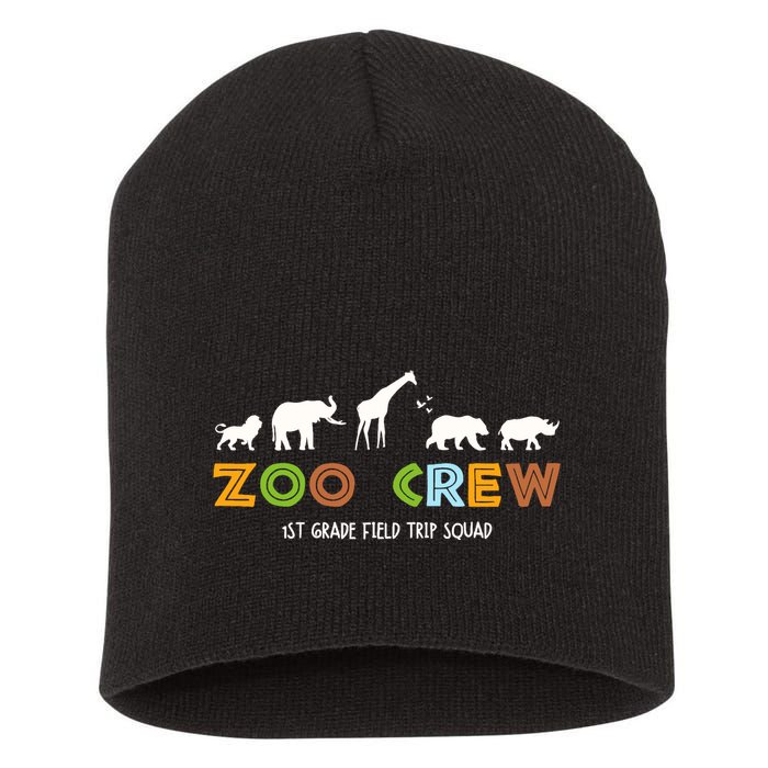First Grade Field Trip Squad Zoo Crew Wild Animal Safari Short Acrylic Beanie