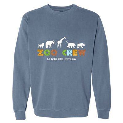 First Grade Field Trip Squad Zoo Crew Wild Animal Safari Garment-Dyed Sweatshirt