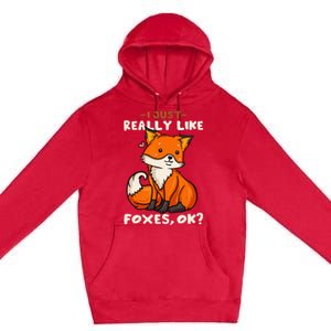 Foxes Gift For Fox Lovers I Just Really Like Foxes Ok Premium Pullover Hoodie