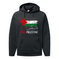 Free Gaza Free Palestine Flag Arabic Human Rights Performance Fleece Hoodie