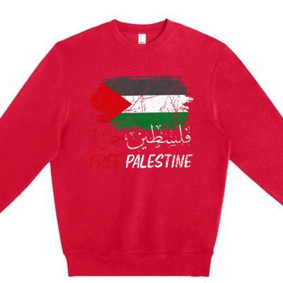 Free Gaza Free Palestine Flag Arabic Human Rights Premium Crewneck Sweatshirt