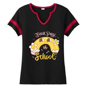 Funny Gift First Day Of School Ladies Halftime Notch Neck Tee