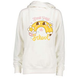 Funny Gift First Day Of School Womens Funnel Neck Pullover Hood