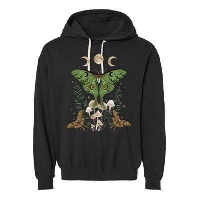 Fairy Grunge Fairycore Aesthetic Goth Luna Moth Mushroom Garment-Dyed Fleece Hoodie