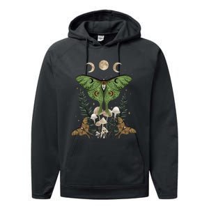 Fairy Grunge Fairycore Aesthetic Goth Luna Moth Mushroom Performance Fleece Hoodie