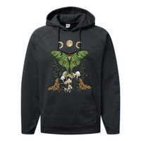 Fairy Grunge Fairycore Aesthetic Goth Luna Moth Mushroom Performance Fleece Hoodie