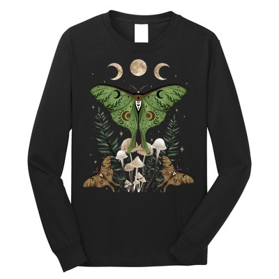 Fairy Grunge Fairycore Aesthetic Goth Luna Moth Mushroom Long Sleeve Shirt