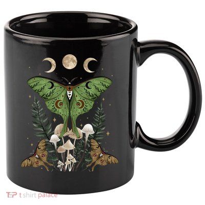Fairy Grunge Fairycore Aesthetic Goth Luna Moth Mushroom 11oz C Handle Ceramic Mug