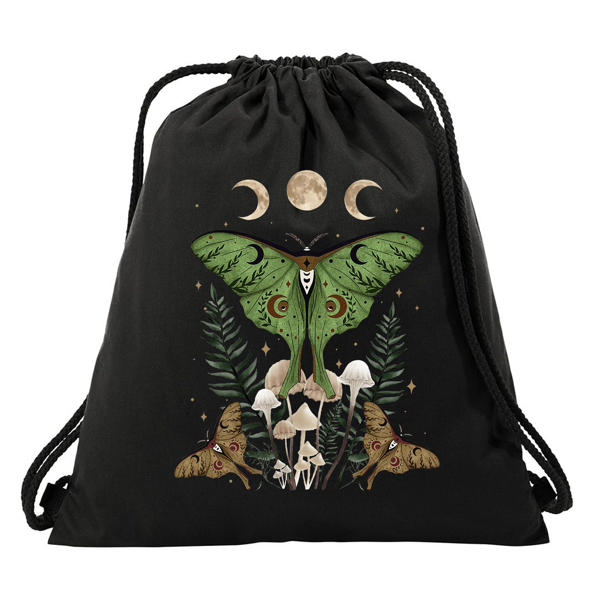 Fairy Grunge Fairycore Aesthetic Goth Luna Moth Mushroom Drawstring Bag