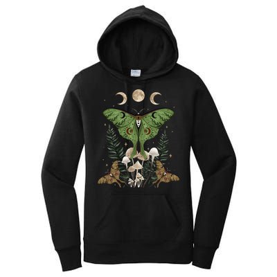 Fairy Grunge Fairycore Aesthetic Goth Luna Moth Mushroom Women's Pullover Hoodie