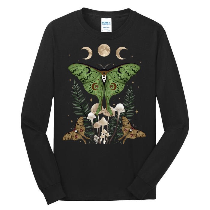 Fairy Grunge Fairycore Aesthetic Goth Luna Moth Mushroom Tall Long Sleeve T-Shirt