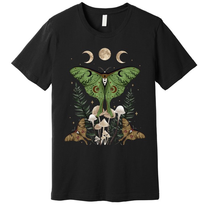 Fairy Grunge Fairycore Aesthetic Goth Luna Moth Mushroom Premium T-Shirt