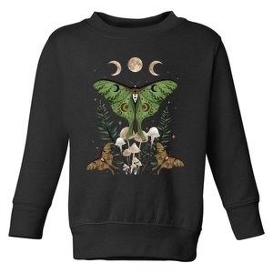 Fairy Grunge Fairycore Aesthetic Goth Luna Moth Mushroom Toddler Sweatshirt