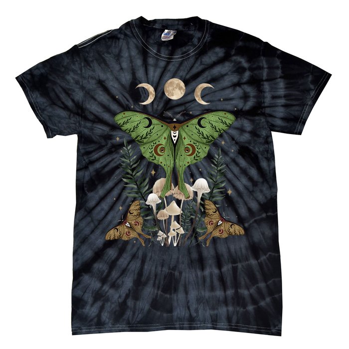 Fairy Grunge Fairycore Aesthetic Goth Luna Moth Mushroom Tie-Dye T-Shirt