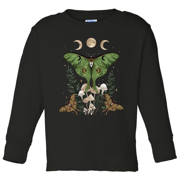 Fairy Grunge Fairycore Aesthetic Goth Luna Moth Mushroom Toddler Long Sleeve Shirt