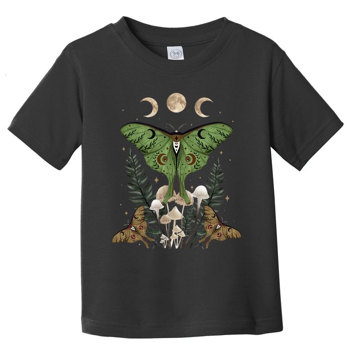 Fairy Grunge Fairycore Aesthetic Goth Luna Moth Mushroom Toddler T-Shirt