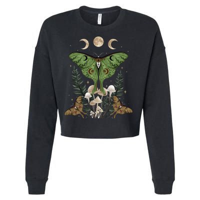 Fairy Grunge Fairycore Aesthetic Goth Luna Moth Mushroom Cropped Pullover Crew