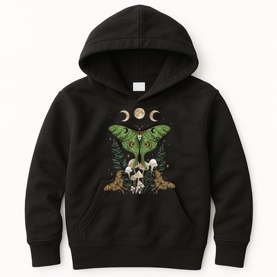 Fairy Grunge Fairycore Aesthetic Goth Luna Moth Mushroom Kids Hoodie
