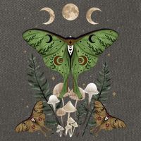 Fairy Grunge Fairycore Aesthetic Goth Luna Moth Mushroom Cotton Canvas Backpack