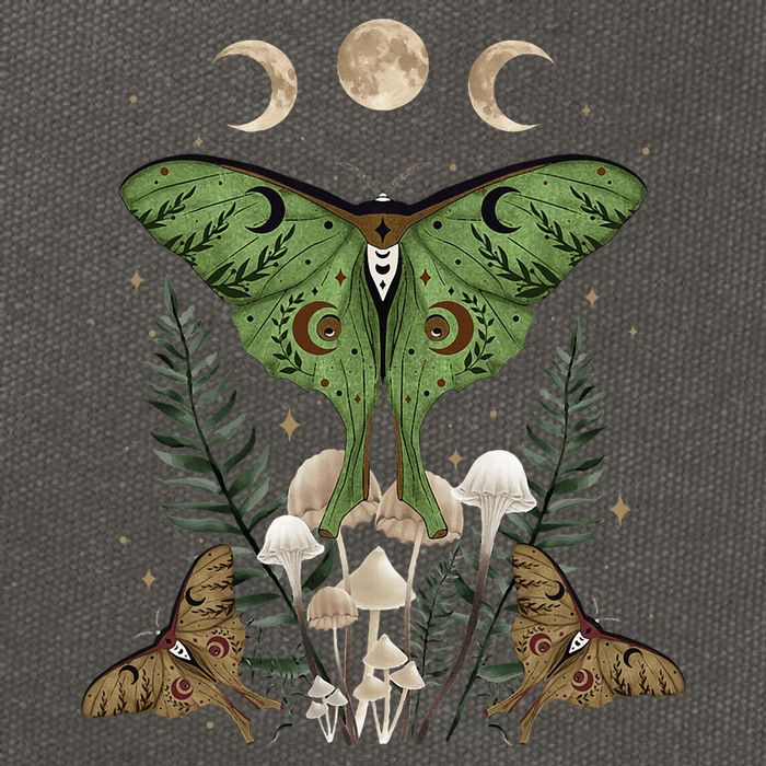 Fairy Grunge Fairycore Aesthetic Goth Luna Moth Mushroom Cotton Canvas Backpack