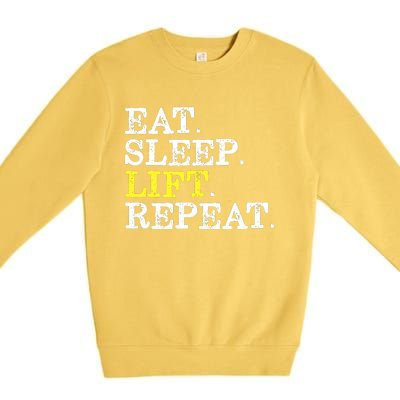 Funny Gift For Weight Lifter Eat Sleep Lift Repeat Premium Crewneck Sweatshirt