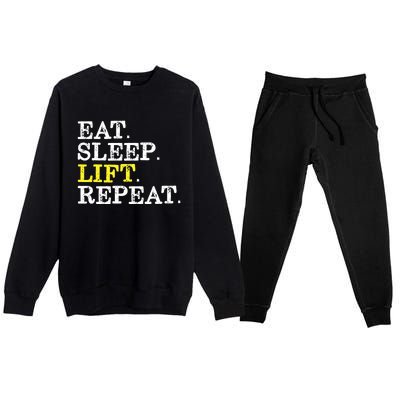 Funny Gift For Weight Lifter Eat Sleep Lift Repeat Premium Crewneck Sweatsuit Set