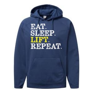 Funny Gift For Weight Lifter Eat Sleep Lift Repeat Performance Fleece Hoodie