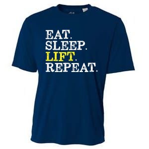 Funny Gift For Weight Lifter Eat Sleep Lift Repeat Cooling Performance Crew T-Shirt