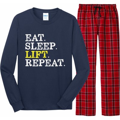 Funny Gift For Weight Lifter Eat Sleep Lift Repeat Long Sleeve Pajama Set