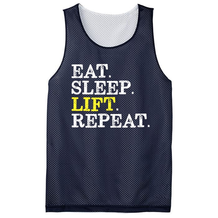 Funny Gift For Weight Lifter Eat Sleep Lift Repeat Mesh Reversible Basketball Jersey Tank