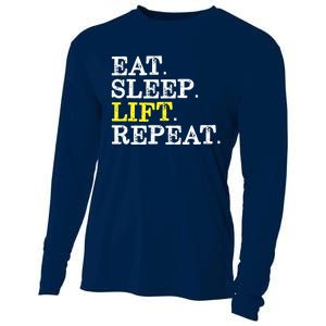 Funny Gift For Weight Lifter Eat Sleep Lift Repeat Cooling Performance Long Sleeve Crew