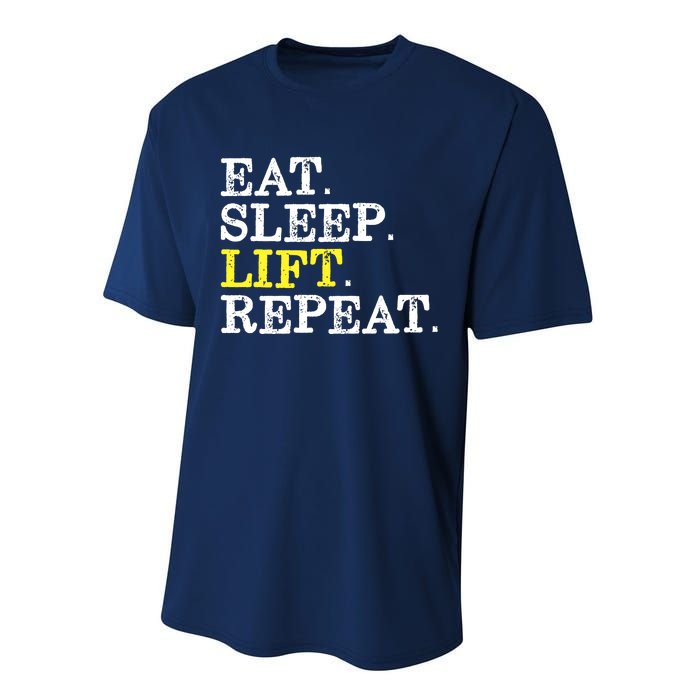 Funny Gift For Weight Lifter Eat Sleep Lift Repeat Performance Sprint T-Shirt