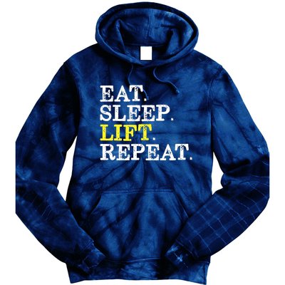 Funny Gift For Weight Lifter Eat Sleep Lift Repeat Tie Dye Hoodie