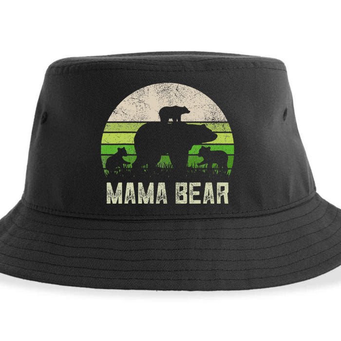 Funny Grandma From 3 Cubs Mama Bear Vintage Sustainable Bucket Hat