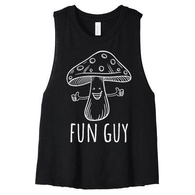 Fun Guy Funny Mushroom Party Clubbing Fungi Fun Guy Women's Racerback Cropped Tank