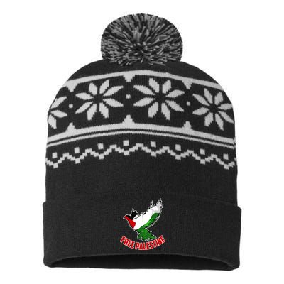 Free Gaza Free Palestine Flag Arabic Human Rights Peace USA-Made Snowflake Beanie