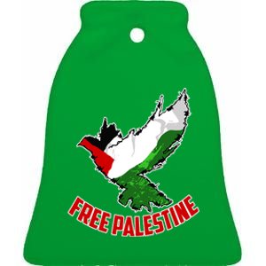 Free Gaza Free Palestine Flag Arabic Human Rights Peace Ceramic Bell Ornament