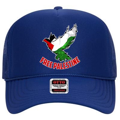 Free Gaza Free Palestine Flag Arabic Human Rights Peace High Crown Mesh Back Trucker Hat