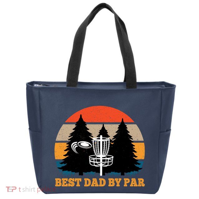 Frisbee Golf Fathers Day Funny Best Dad By Par Disc Golf Zip Tote Bag