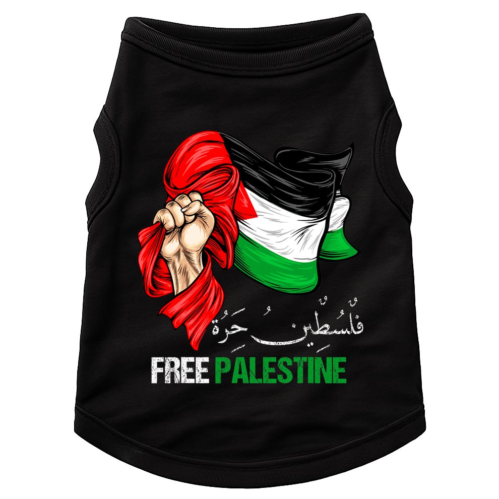 Free Gaza Free Palestine Flag Arabic Jerusalem Human Rights Doggie Tank