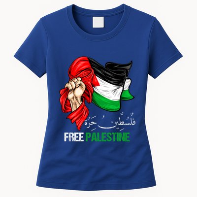 Free Gaza Free Palestine Flag Arabic Jerusalem Human Rights Womens T-Shirt