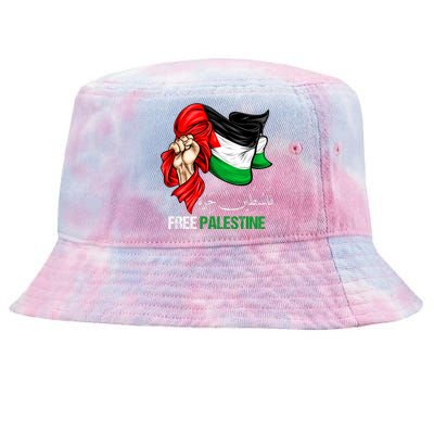 Free Gaza Free Palestine Flag Arabic Jerusalem Human Rights Tie-Dyed Bucket Hat