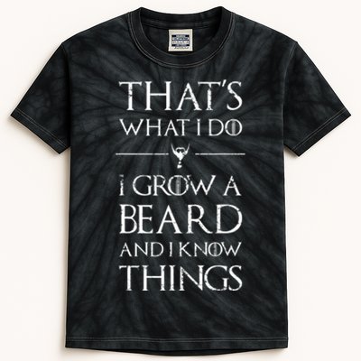 Funny Gift For Mens That's What I Do I Grow A Beard And Know Things Gift Kids Tie-Dye T-Shirt